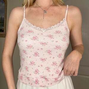 Rachel Ashwell Floral Ribbed Lace Cami Tank Top
